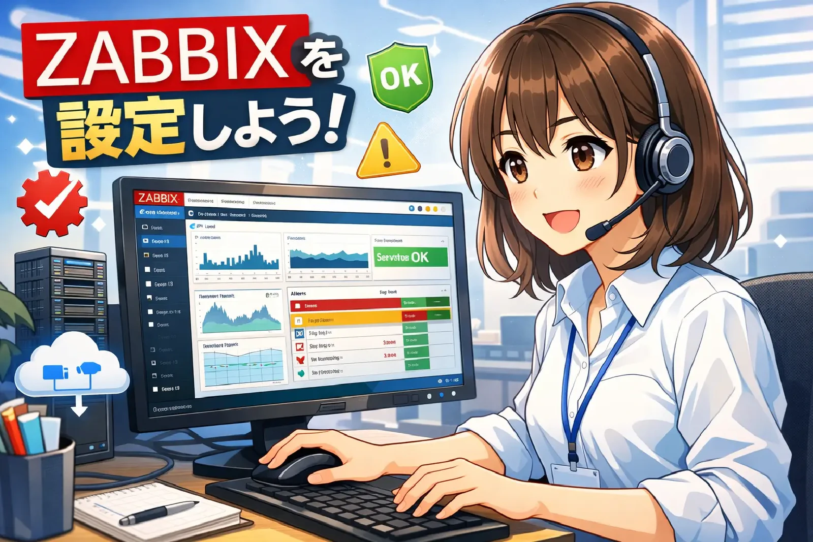 監視システムの初期設定を行う様子