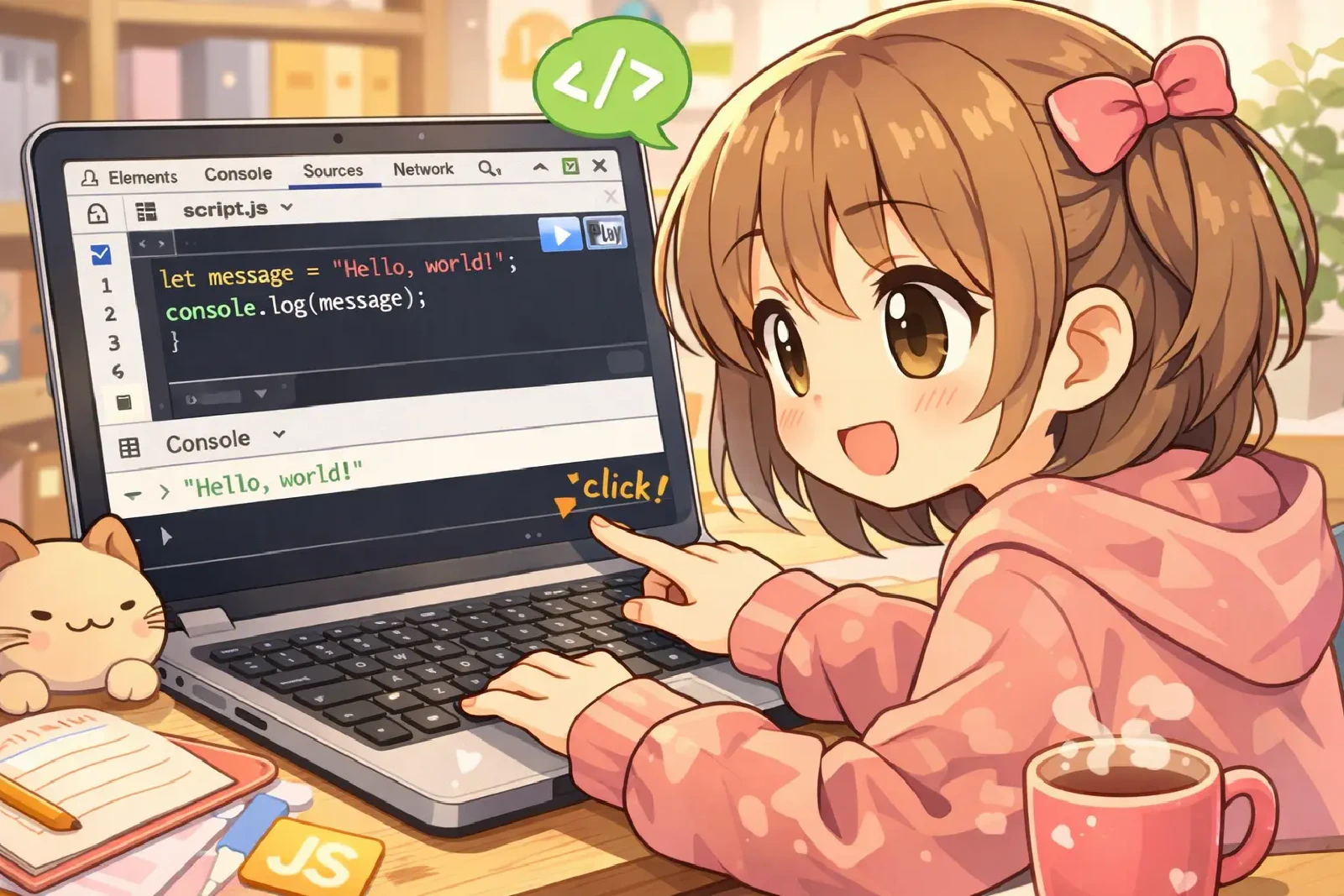 開発者ツールでスクリプトを実行する様子