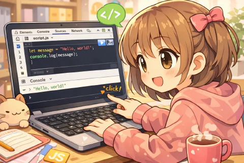 開発者ツールでスクリプトを実行する様子