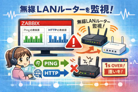 Zabbixから無線LANルーターを監視する様子