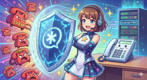 Asteriskで迷惑電話をブロックする様子